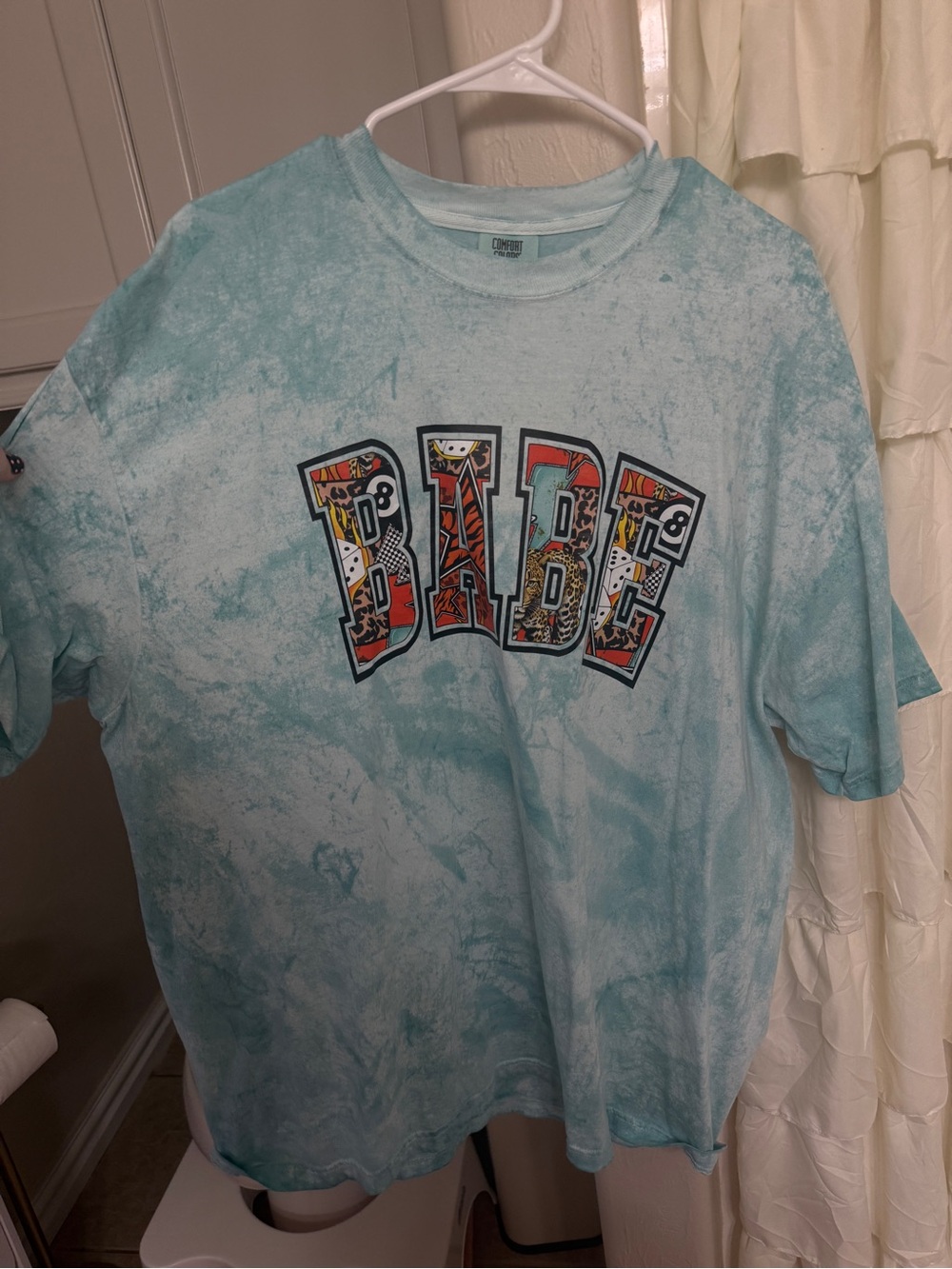 Babe Graphic Tie-Dye Tee - Light Teal
